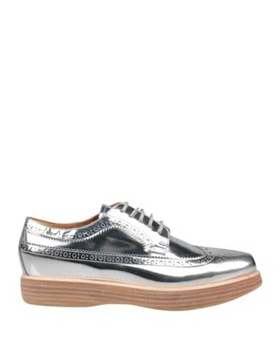 Church's Woman Lace-up Shoes Silver Size 7 Calfskin