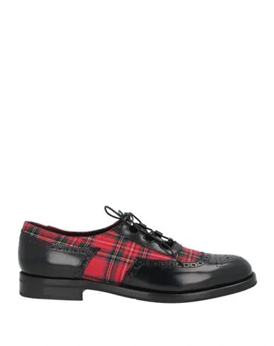 Church's Woman Lace-up Shoes Black Size 11 Textile Fibers, Leather