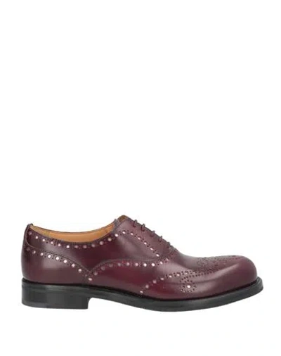Church's Woman Lace-up Shoes Chocolate Brown Size 5.5 Calfskin In Burgundy