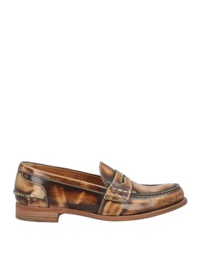 Church's Woman Loafers Camel Size 6.5 Leather In Beige
