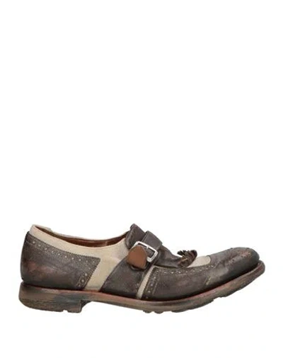 Church's Woman Loafers Dark Brown Size 9 Calfskin, Linen In Blue