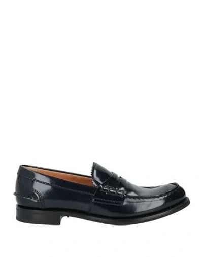 Church's Woman Loafers Navy Blue Size 9.5 Leather In Black