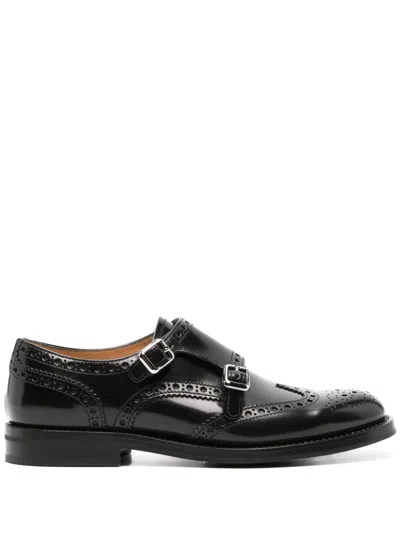 Church's Buckle Detailed Almond Toe Monk Shoes In Black