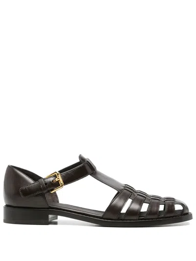 Church's Dark Brown Round-toe Sandals In Black