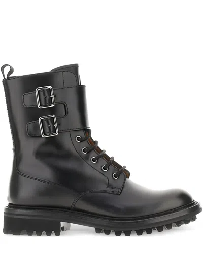 Church's Double-buckle Lace-up Boots In Black
