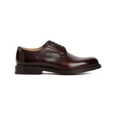 CHURCH'S EBONY BROWN CALF LEATHER SHANNON LACE UP SHOES
