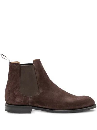 Church's Elastic-panels Suede Boots In Brown