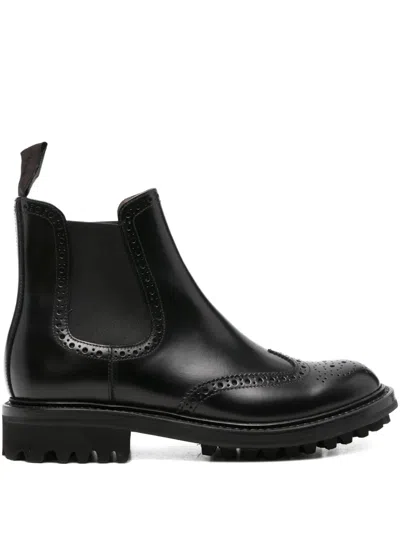 Church's Brogue-detail Chelsea Boots Elastic Panels In Black
