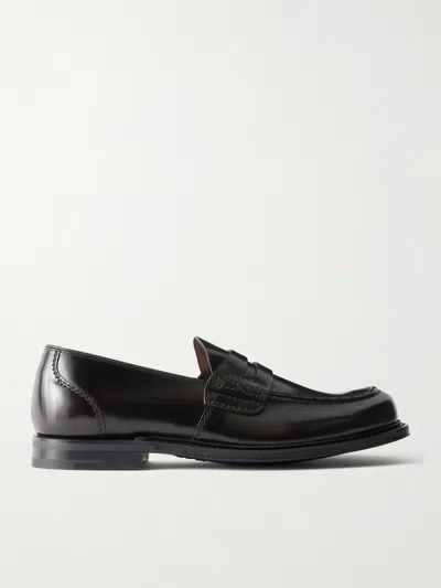 Church's Round Toe Penny Strap Loafers With Stitching In Animal Print