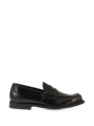 Church's Round Toe Penny Strap Loafers With Stitching In Animal Print