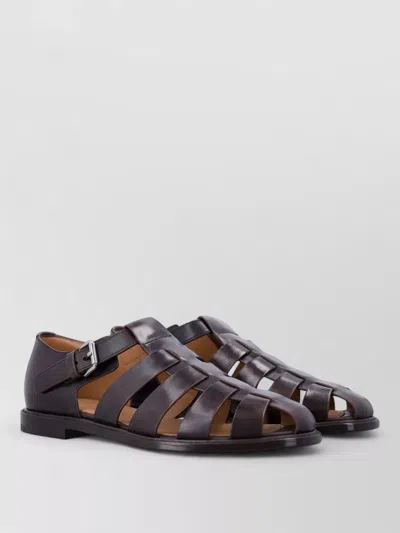 Church's Fisherman Sandals Cut Out Design Open Toe In Animal Print
