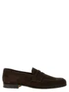 Church's Round Toe Suede Loafers With Penny Strap In Brown