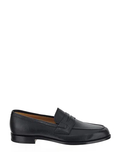 Church's Round Toe Leather Loafers Tassel Detail In Black