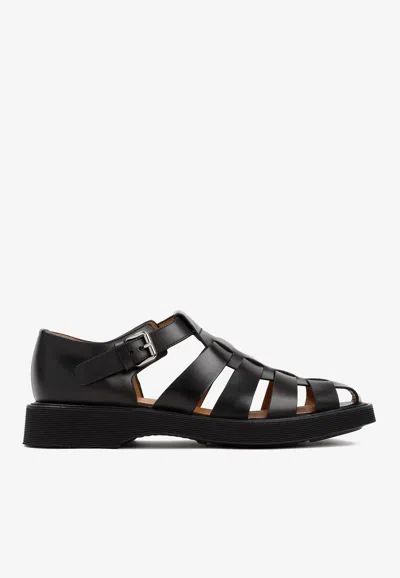 Church's Hove Fisherman Leather Sandals In Black