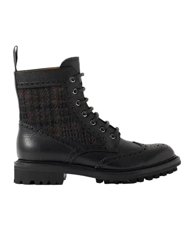 Church's Jacquard-paneled Leather Ankle Boots In Black