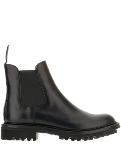 Church's Churchs Womens Black Leather Ankle Boots
