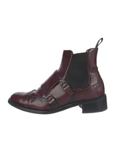 Pre-owned Church's Leather Chelsea Boots In Burgundy