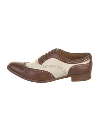Pre-owned Church's Leather Colorblock Pattern Spectators In Brown