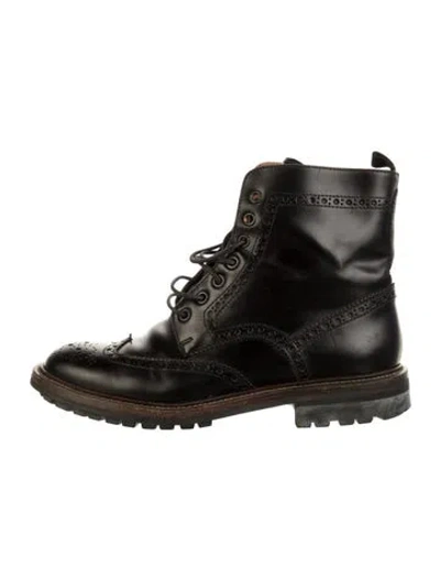 Pre-owned Church's Leather Combat Boots In Black