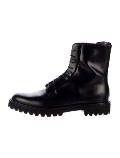 Pre-owned Church's Leather Combat Boots In Black