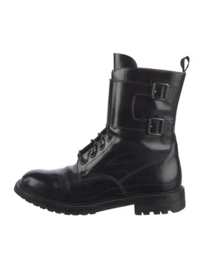 Pre-owned Church's Leather Combat Boots In Black