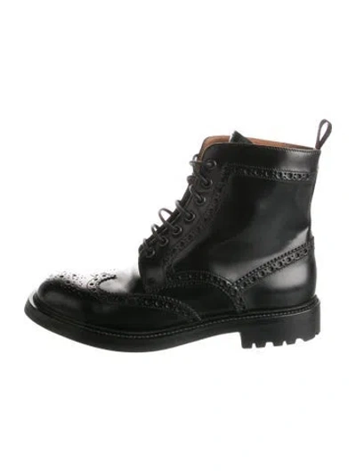 Pre-owned Church's Leather Combat Boots In Black