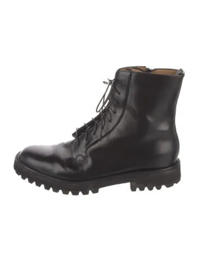 Pre-owned Church's Leather Combat Boots In Black