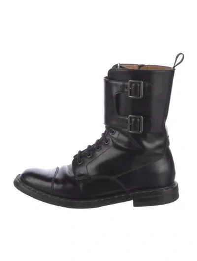 Pre-owned Church's Leather Combat Boots In Black