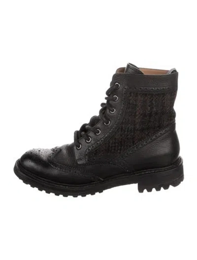 Pre-owned Church's Leather Combat Boots In Black