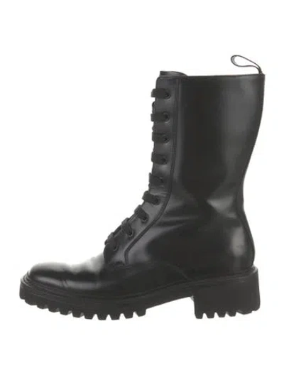 Pre-owned Church's Leather Combat Boots In Black