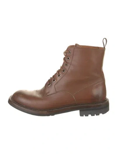 Pre-owned Church's Leather Combat Boots In Brown