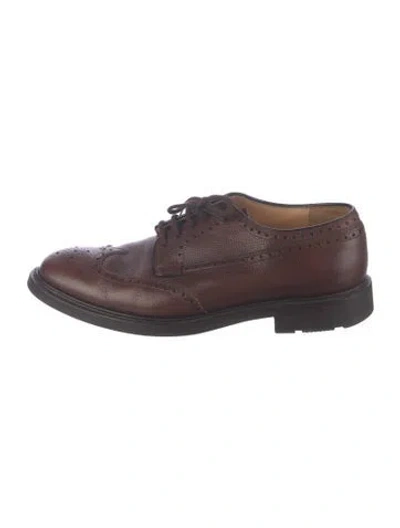 Pre-owned Church's Leather Lasercut Accents Brogues In Brown