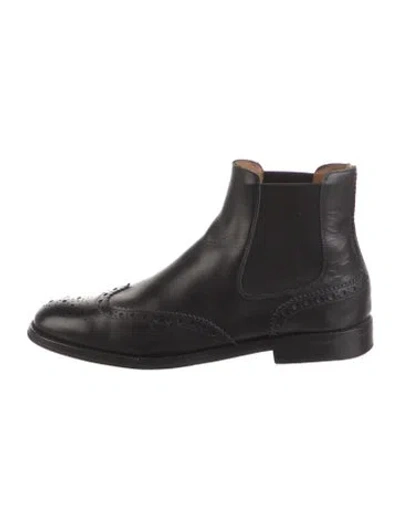 Pre-owned Church's Leather Lasercut Accents Chelsea Boots In Black