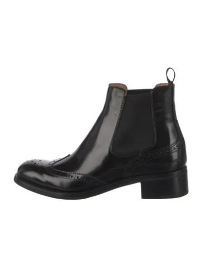 Pre-owned Church's Leather Lasercut Accents Chelsea Boots In Black