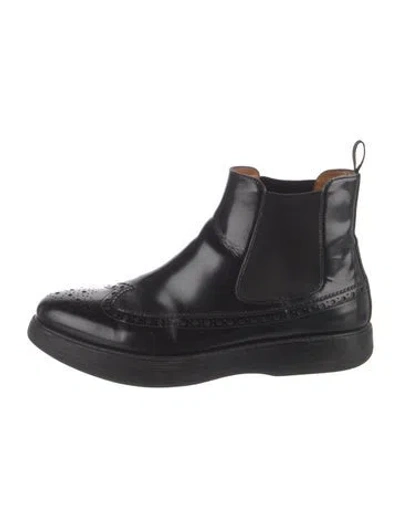Pre-owned Church's Leather Lasercut Accents Chelsea Boots In Black