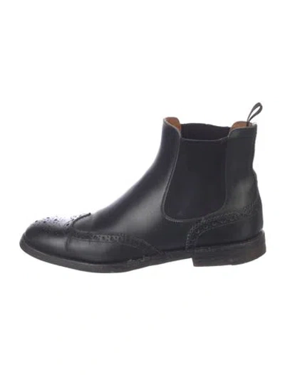 Pre-owned Church's Leather Lasercut Accents Chelsea Boots In Blue
