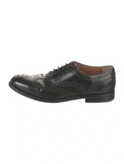 Pre-owned Church's Leather Lasercut Accents Oxfords In Black