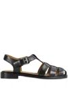 Church's Leather Lattice Flat Sandals In Black