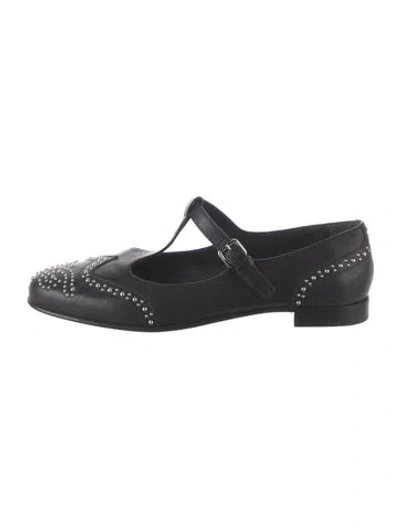 Pre-owned Church's Leather Mary Jane Flats In Black