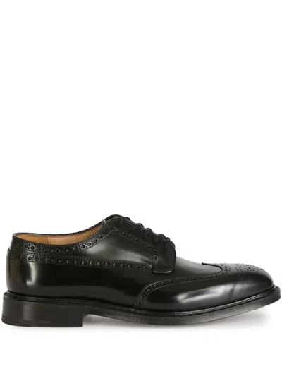 Church's Grafton Perforated Glossed Leather Derby Shoes In Black