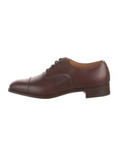 Pre-owned Church's Leather Oxfords In Burgundy
