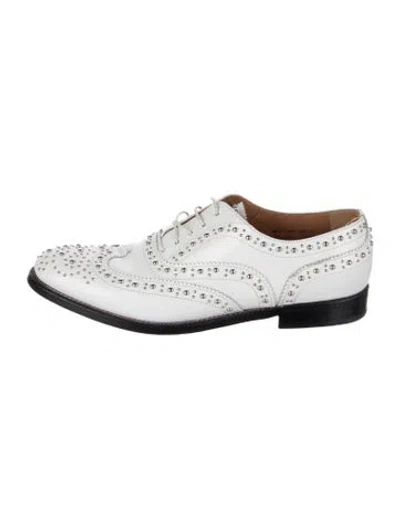 Pre-owned Church's Leather Patterned Oxfords In White