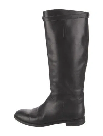 Pre-owned Church's Leather Riding Boots In Black