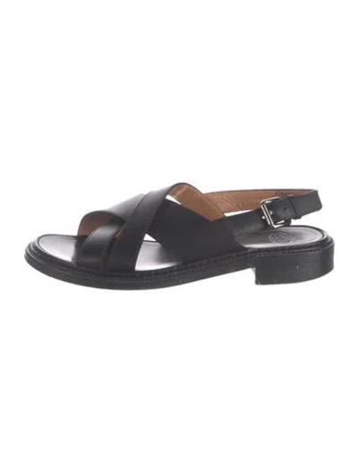 Pre-owned Church's Leather Slingback Sandals In Black