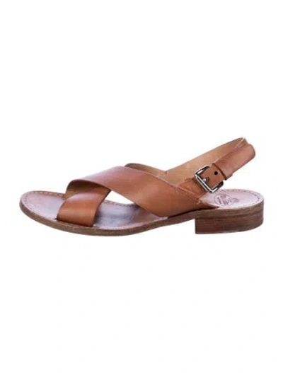 Pre-owned Church's Leather Slingback Sandals In Brown