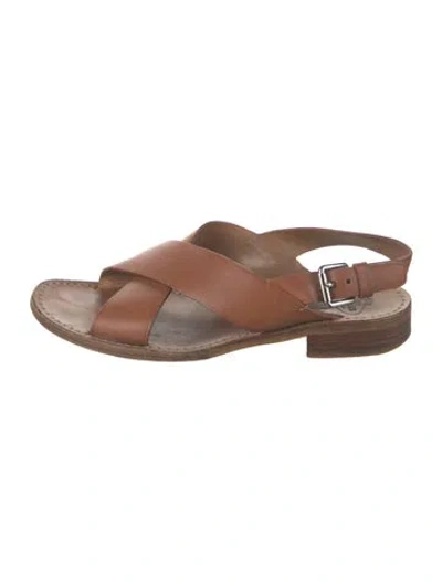 Pre-owned Church's Leather Slingback Sandals In Brown