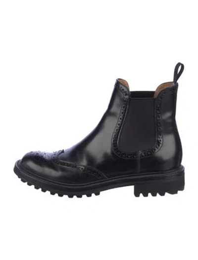 Pre-owned Church's Leather Studded Accents Chelsea Boots In Black