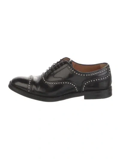 Pre-owned Church's Leather Studded Accents Oxfords In Black