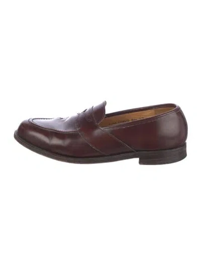 Pre-owned Church's Leather Tassel Accents Loafers In Burgundy