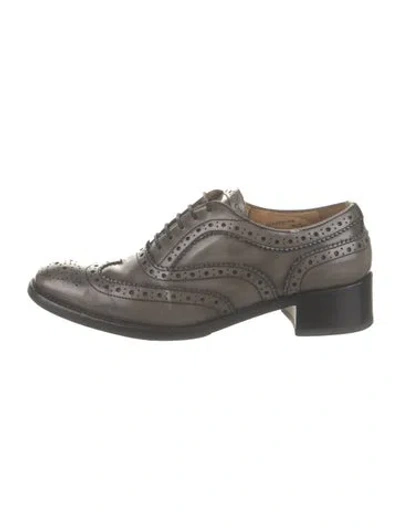 Pre-owned Church's Leather Tweed Pattern Oxfords In Grey